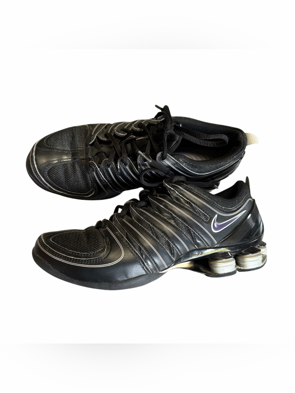 Nike Black and Silver Shox Athletic Sneakers size 8